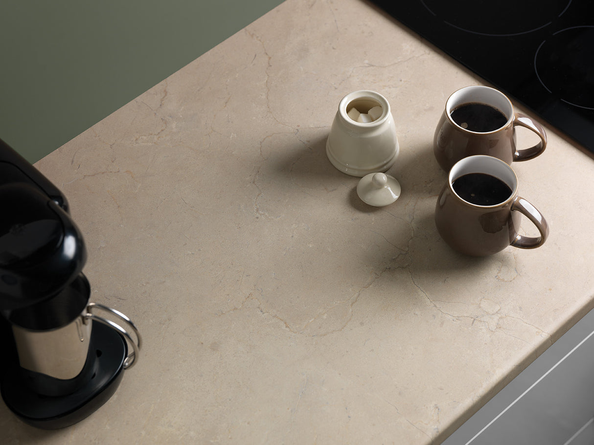LamTop 9477 Creamy Marfil Bliss Laminate Kitchen Worktop - Etchings 48 Finish