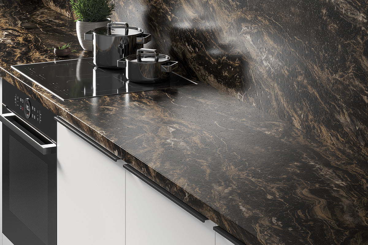 LamTop 9482 Cappuccino Swirl Laminate Kitchen Worktop - Etchings 48 Finish