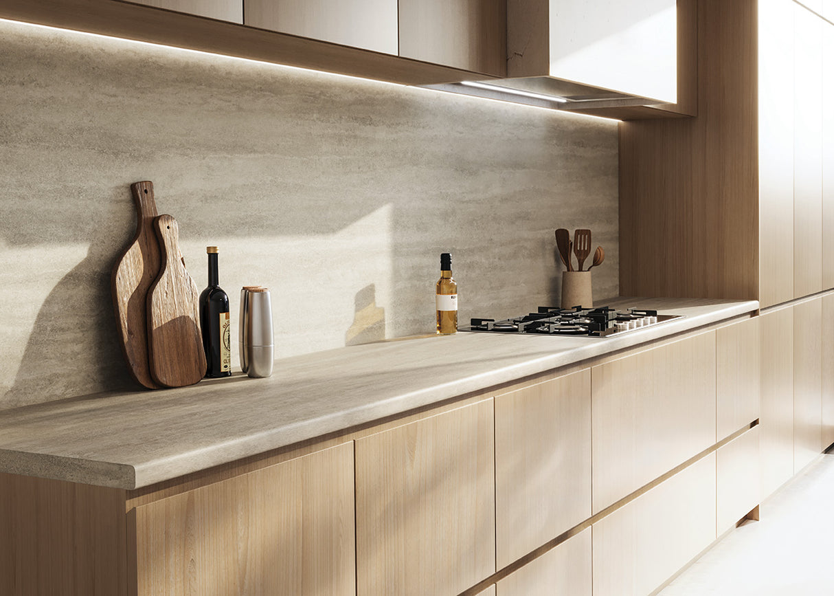 LamTop 5812 Travertine Haze Laminate Kitchen Worktop - Ardesia Finish