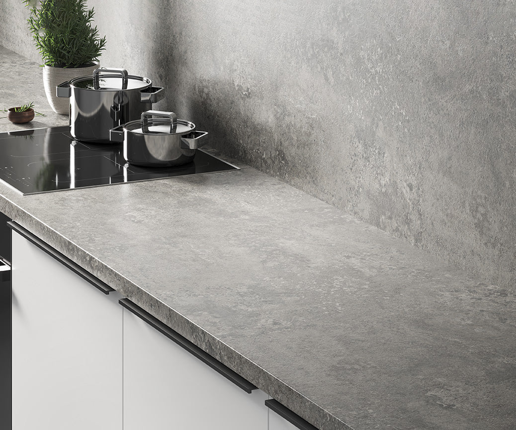 LamTop 8371 Misty Stone Grey Laminate Kitchen Worktop - Honed Ceramic Finish