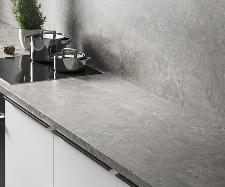 LamTop 8371 Misty Stone Grey Laminate Kitchen Worktop - Honed Ceramic Finish