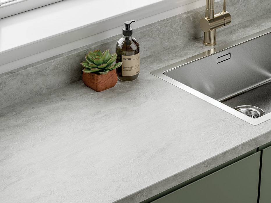 LamTop 9306 White Marble Elegance Laminate Kitchen Worktop - Ardesia Finish